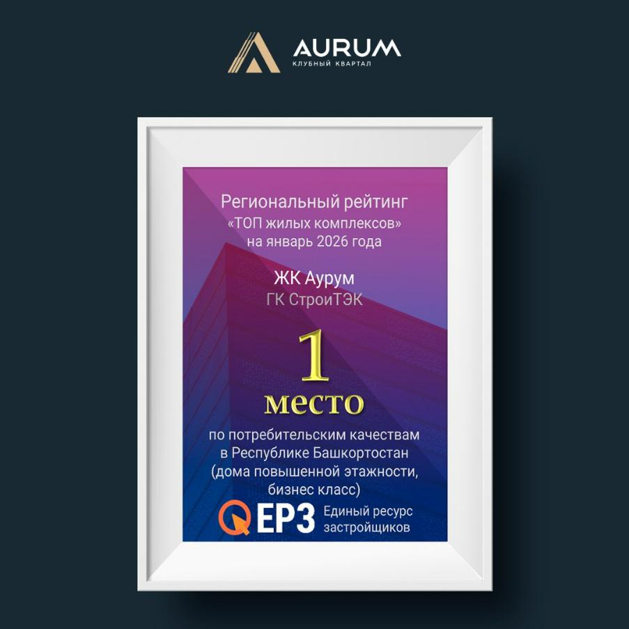 Клубный квартал «Аурум - лидер в рейтинге ЕРЗ по потребительским качествам Клубный квартал «Аурум - лидер в рейтинге ЕРЗ по потребительским качествам
